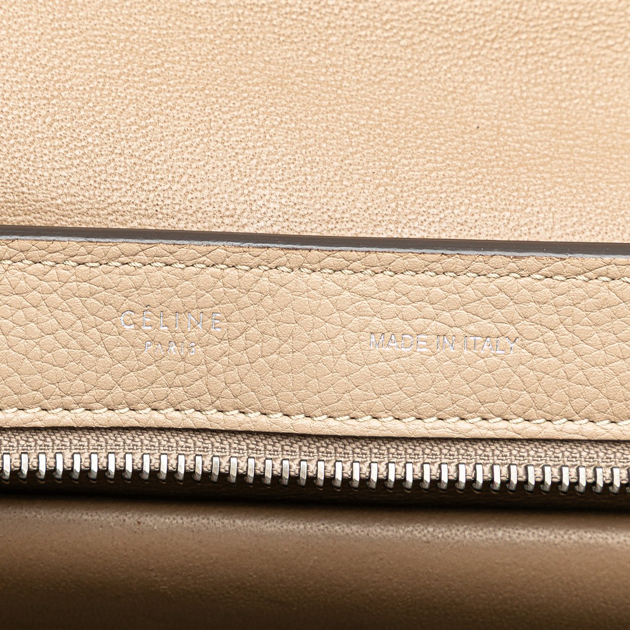 Celine Medium Drummed Calfskin and Suede Trapeze Satchel Bruin