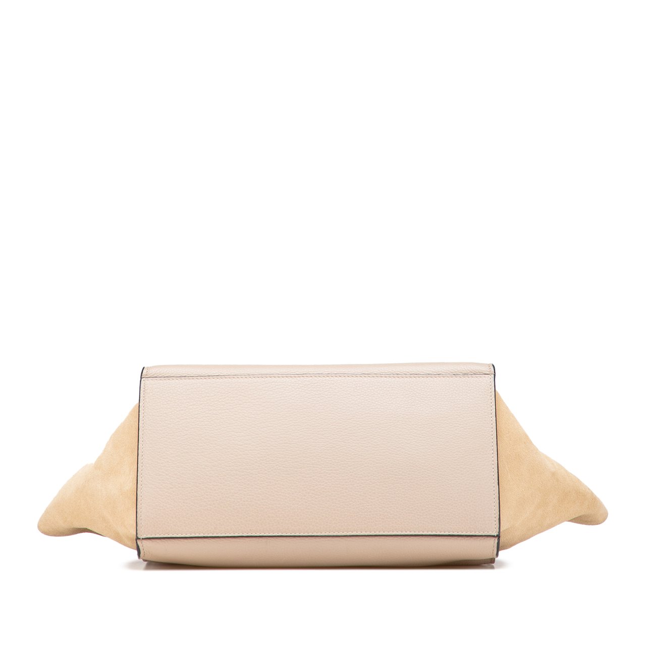 Celine Medium Drummed Calfskin and Suede Trapeze Satchel Bruin