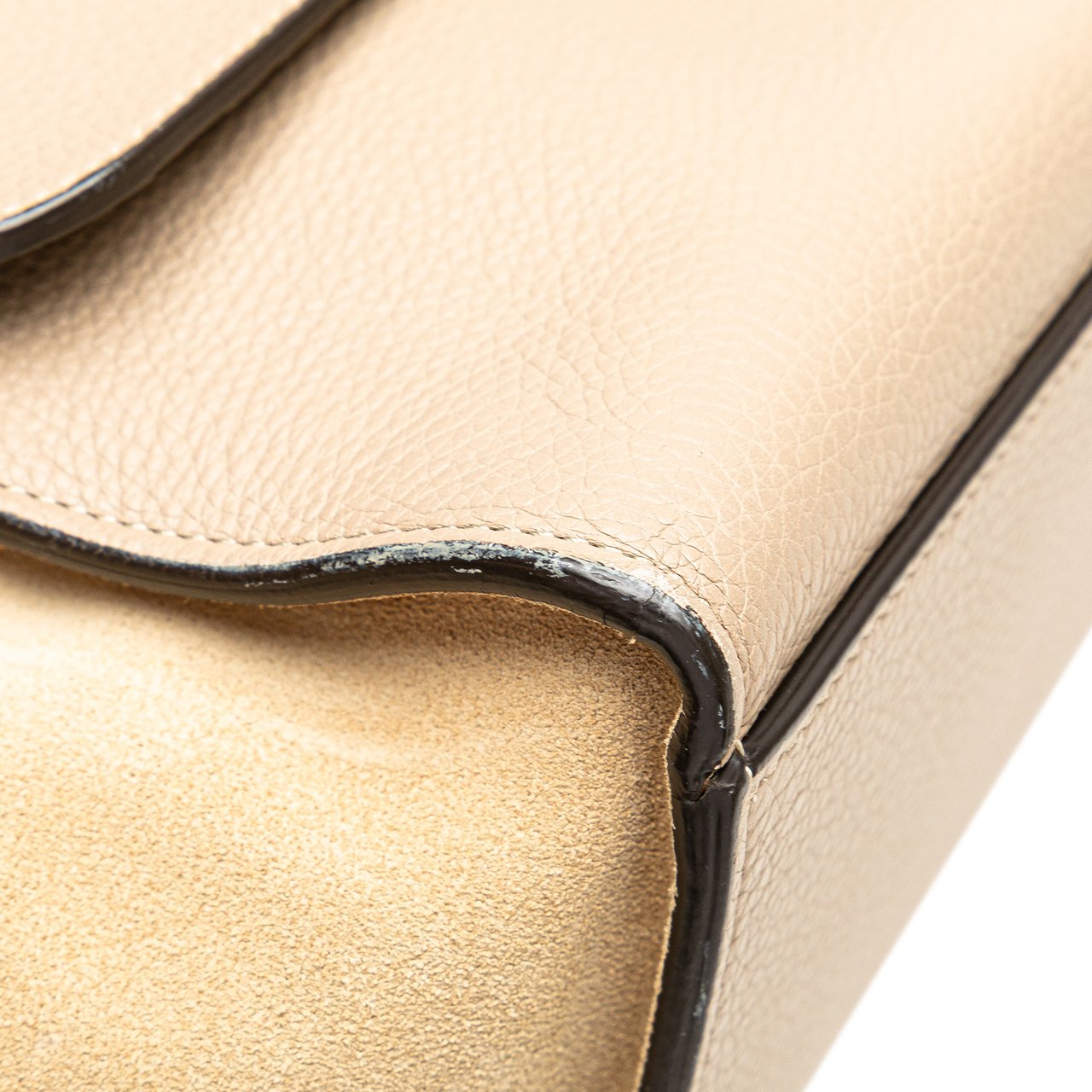 Celine Medium Drummed Calfskin and Suede Trapeze Satchel Bruin