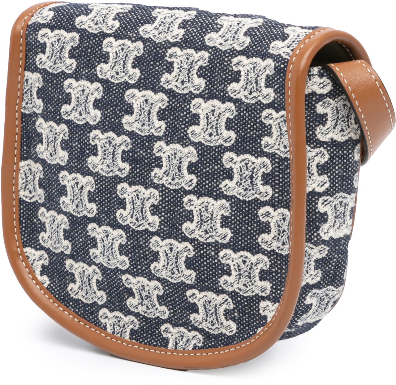 Celine Mini Triomphe Canvas and Calfskin Besace Crossbody Blauw
