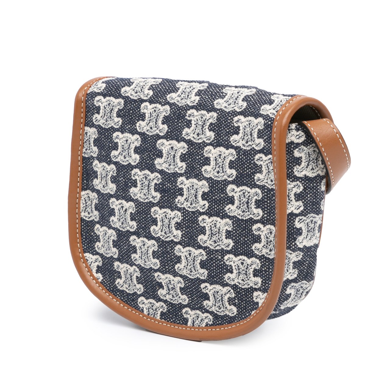 Celine Mini Triomphe Canvas and Calfskin Besace Crossbody Blauw