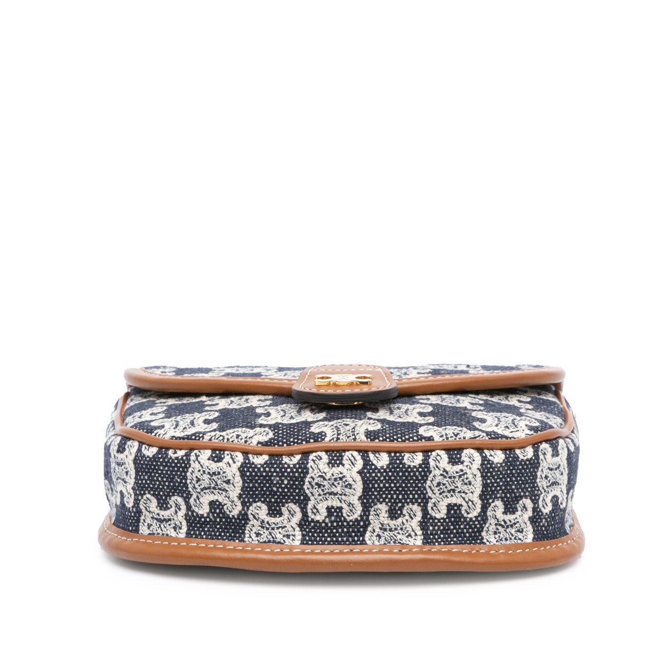 Celine Mini Triomphe Canvas and Calfskin Besace Crossbody Blauw