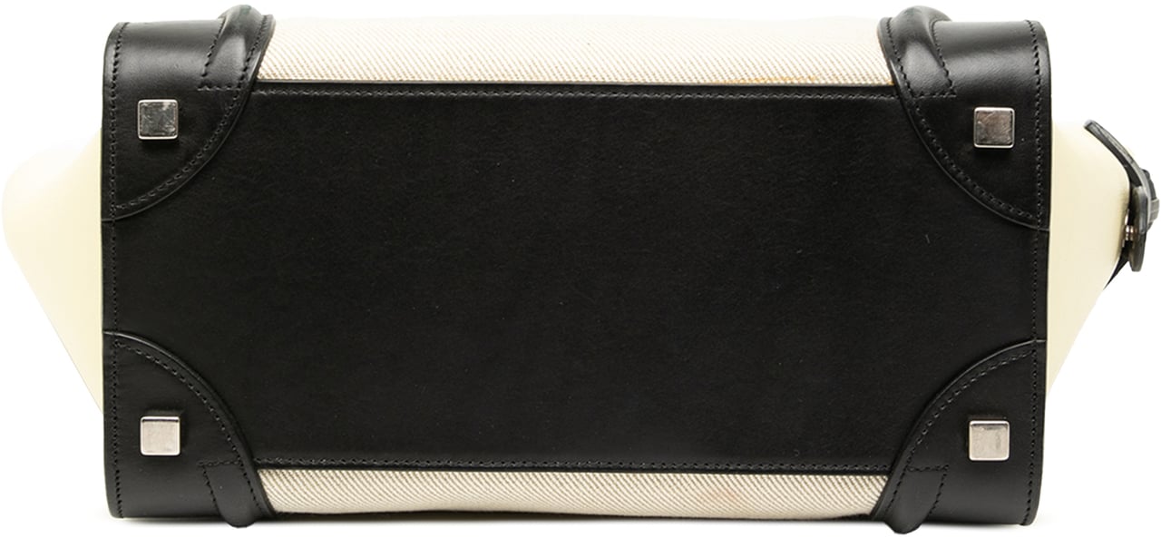 Celine Micro Tricolor Canvas and Leather Luggage Tote Bruin