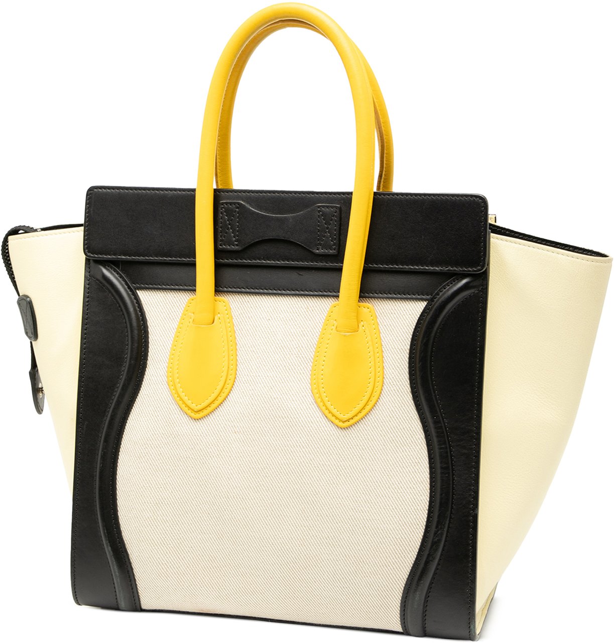 Celine Micro Tricolor Canvas and Leather Luggage Tote Bruin