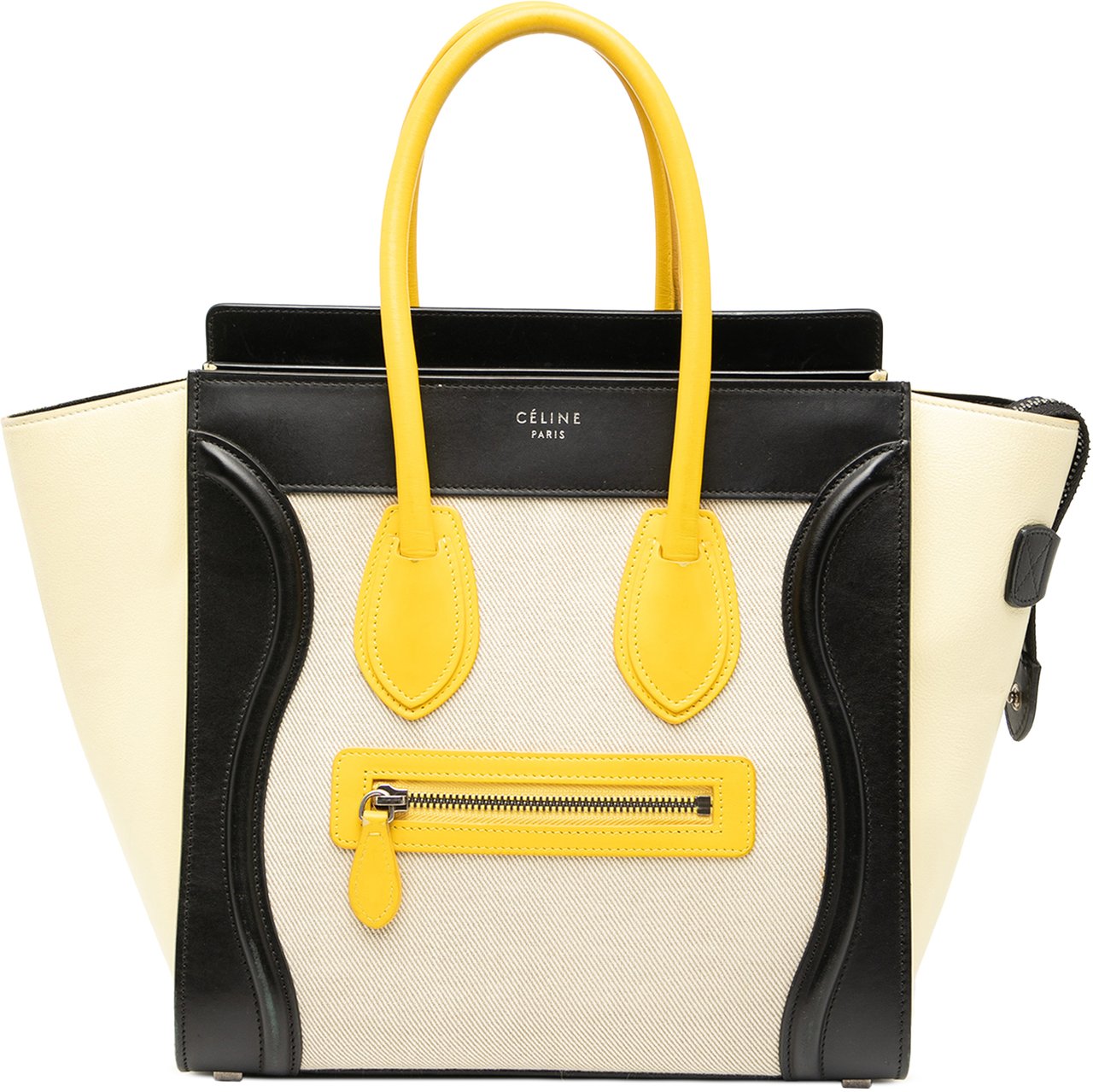 Celine Micro Tricolor Canvas and Leather Luggage Tote Bruin