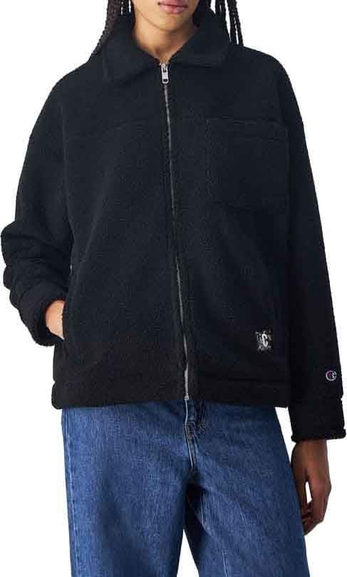 Champion Black Polyester Full-Length Jacket Zwart