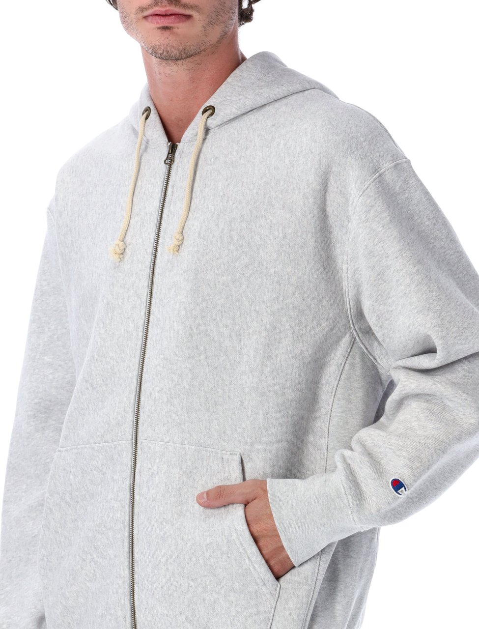 Champion Patch Hoodie Full Zip Grigio Grijs