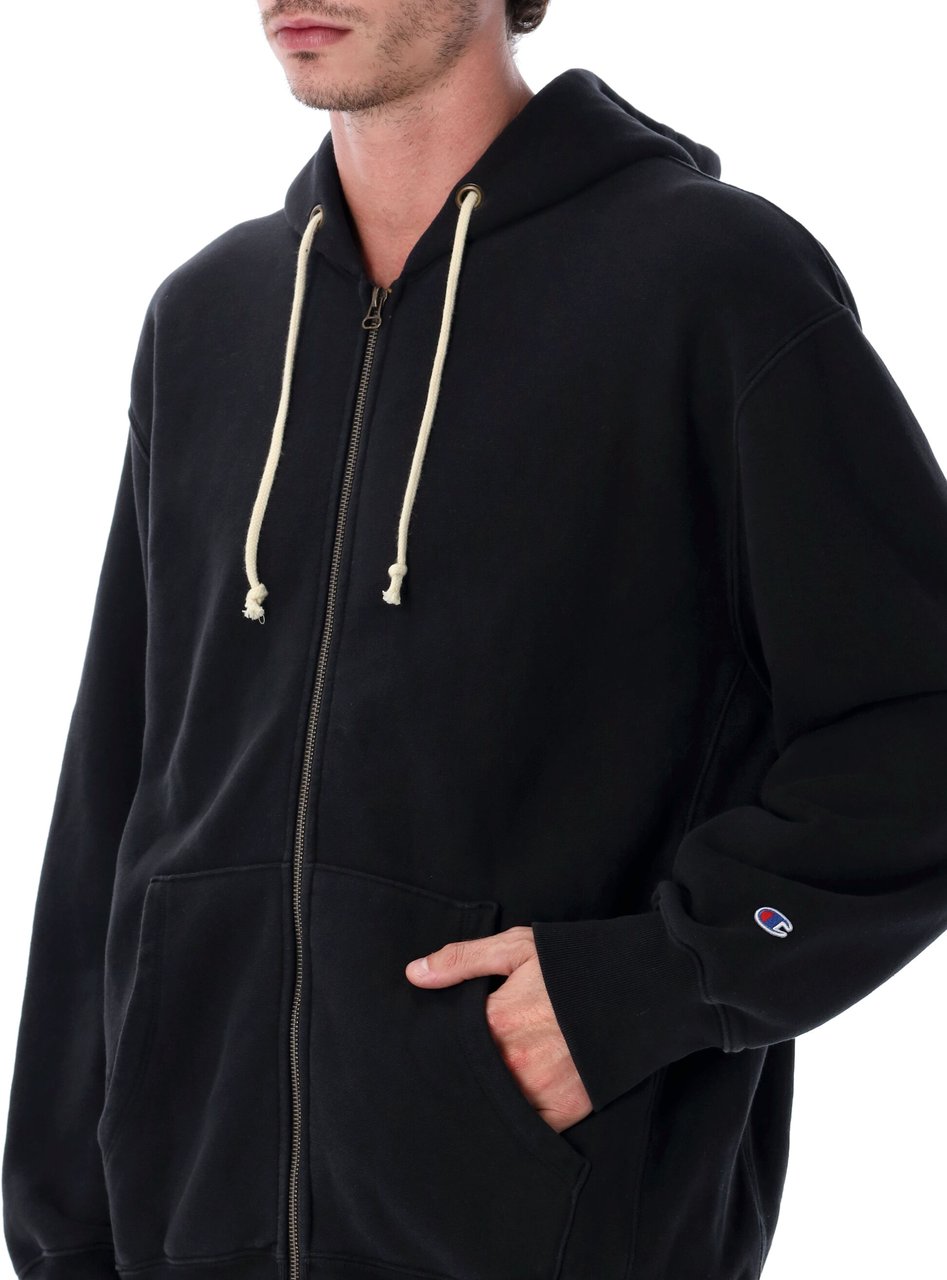 Champion Patch Hoodie Full Zip Nero Zwart
