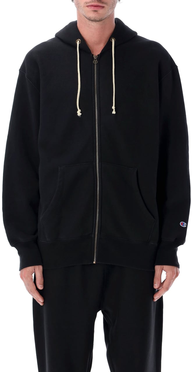 Champion Patch Hoodie Full Zip Nero Zwart