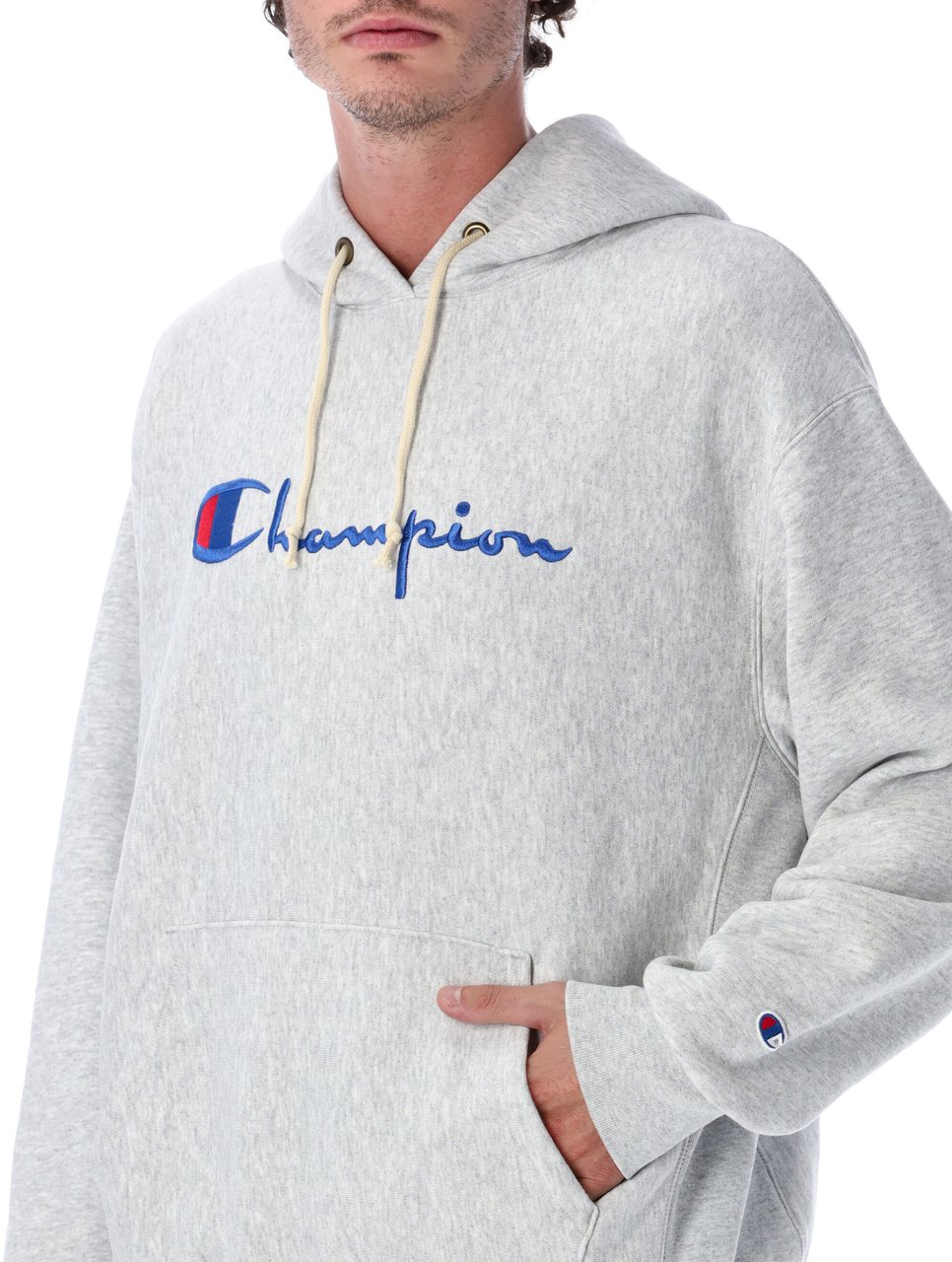Champion Logo Hoodie Grigio Grijs