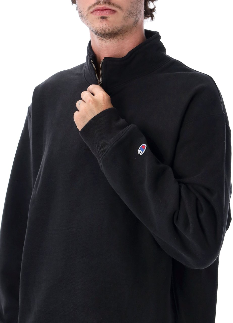 Champion Halfzip Patch Nero Zwart