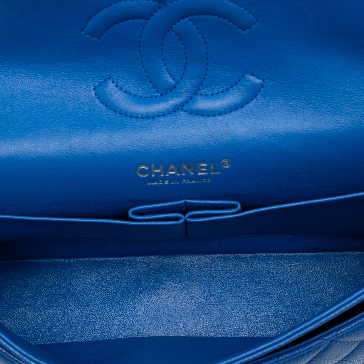 Chanel Medium Classic Caviar Double Flap Blauw