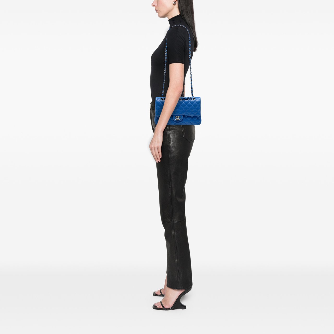 Chanel Medium Classic Caviar Double Flap Blauw