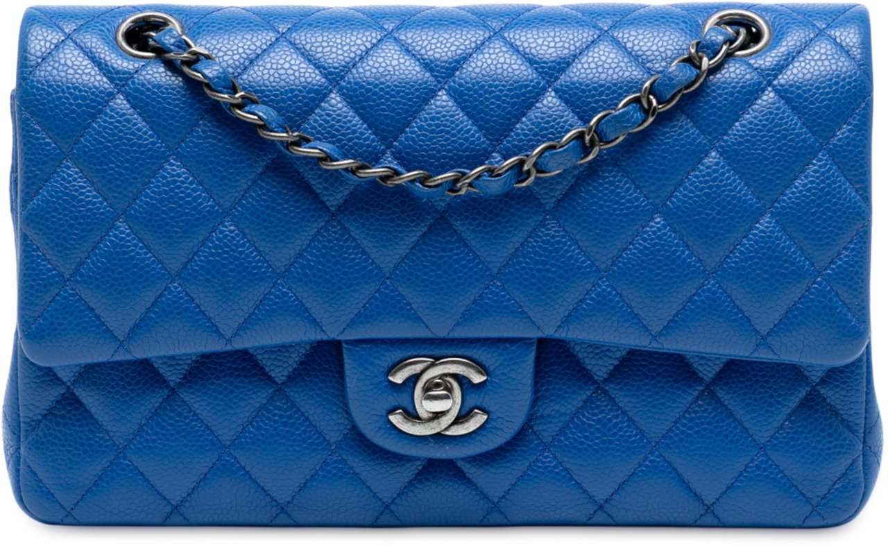 Chanel Medium Classic Caviar Double Flap Blauw