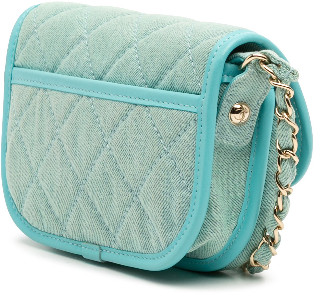 Chanel Mini CC Quilted Denim Messenger Flap Blauw