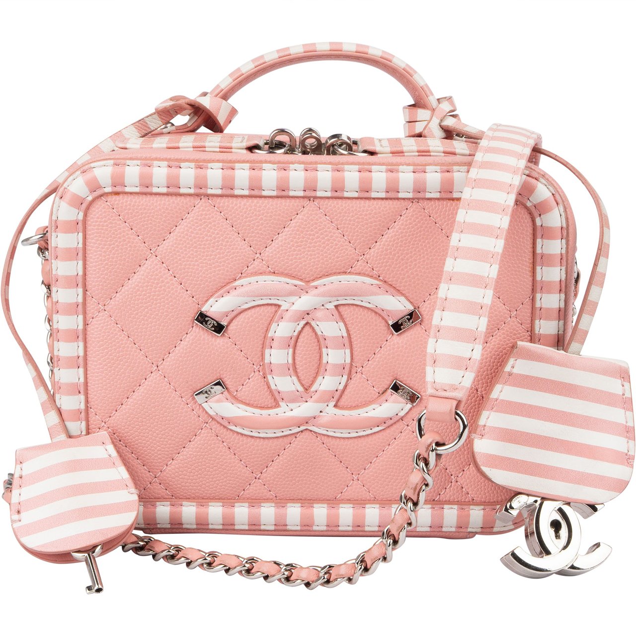 Chanel Chanel Pink Caviar Leather Small CC Filigree Crossbody Bag Rood