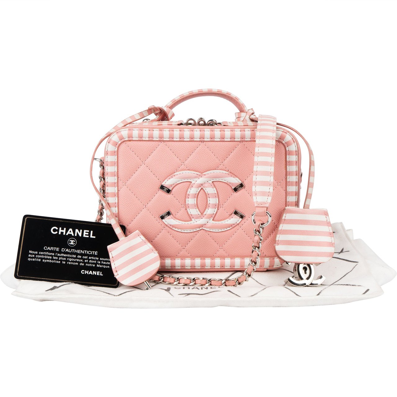 Chanel Chanel Pink Caviar Leather Small CC Filigree Crossbody Bag Rood