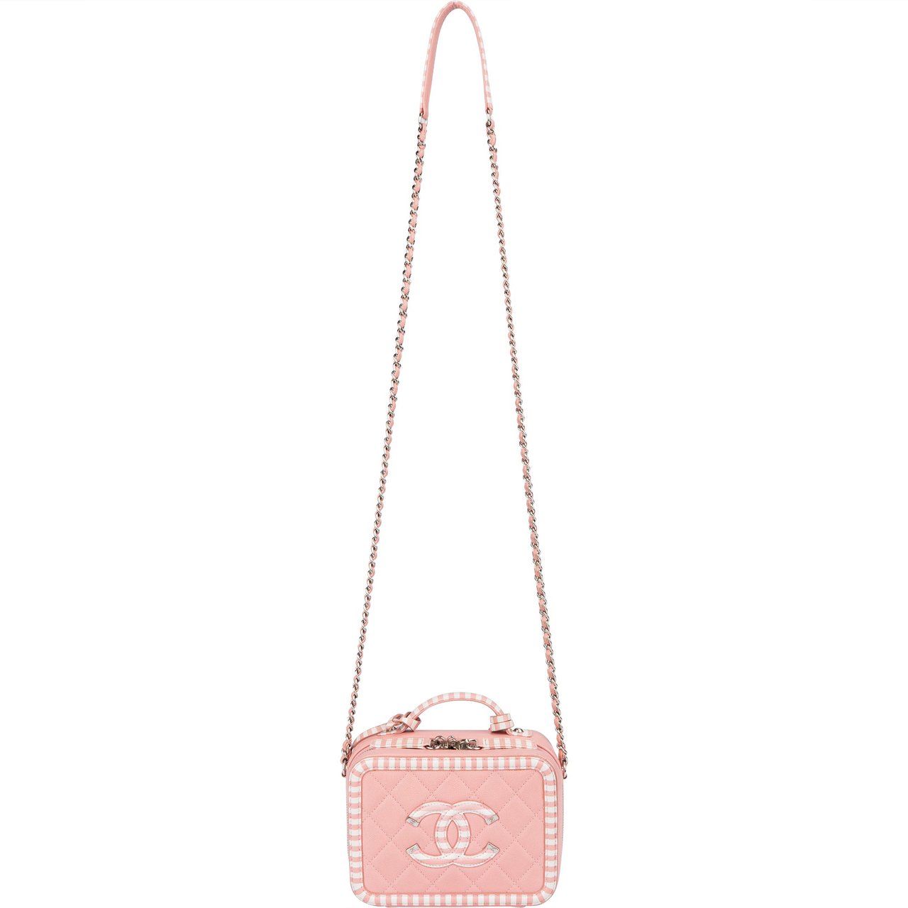 Chanel Chanel Pink Caviar Leather Small CC Filigree Crossbody Bag Rood