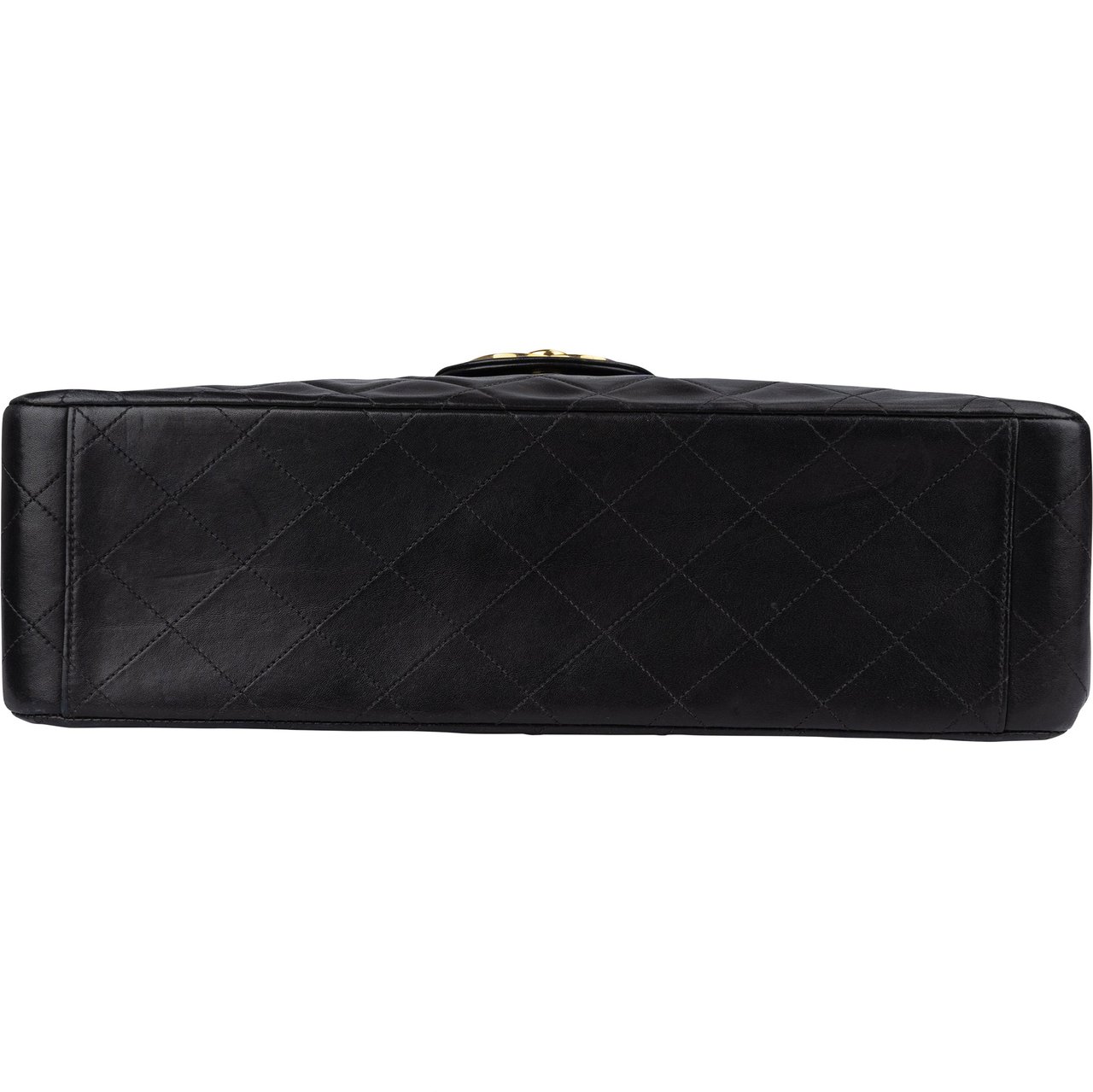 Chanel Chanel Quilted Lambskin 24K Gold Maxi Single Flap Crossbody Bag Zwart