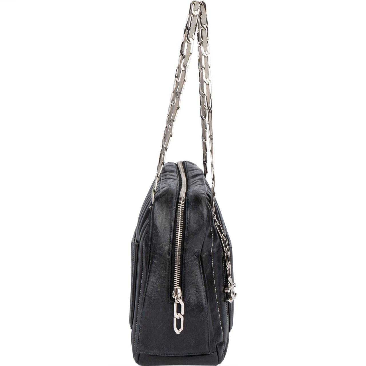 Chanel Chanel Quilted Lambskin Mademoiselle Ligne Shoulder Bag Zwart