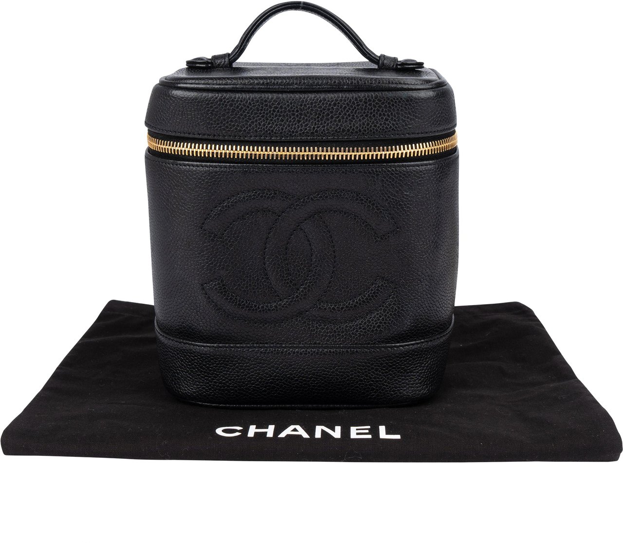 Chanel Chanel Caviar Leather Vanity Case Handbag Zwart