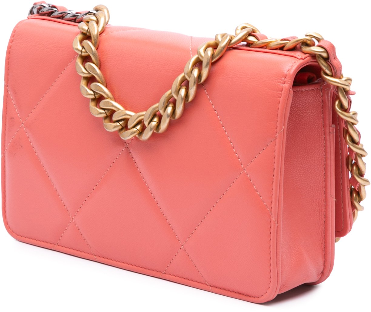 Chanel Quilted Lambskin 19 Wallet on Chain Roze
