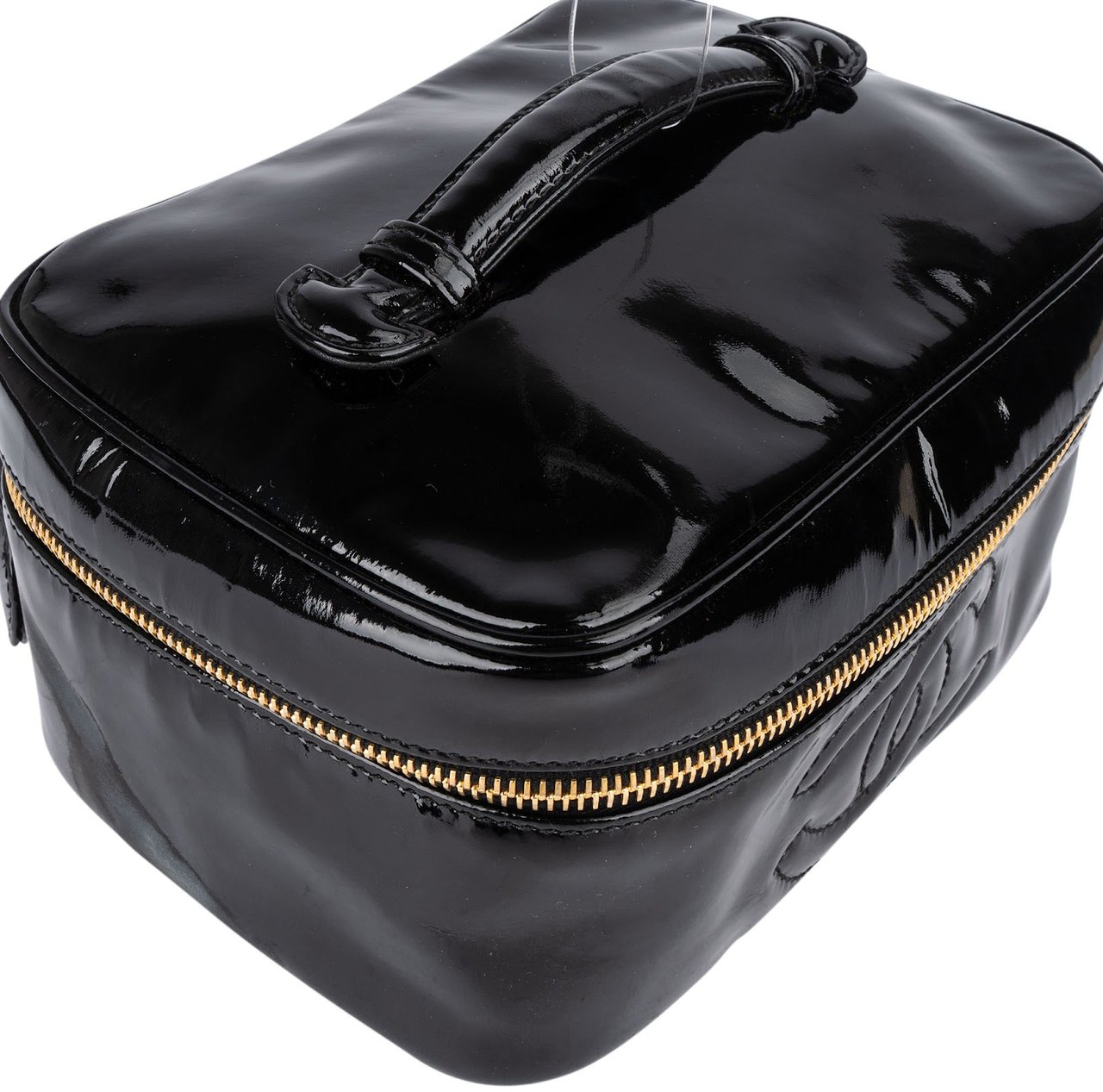 Chanel Chanel Patent Leather CC Vanity Case Handbag Zwart