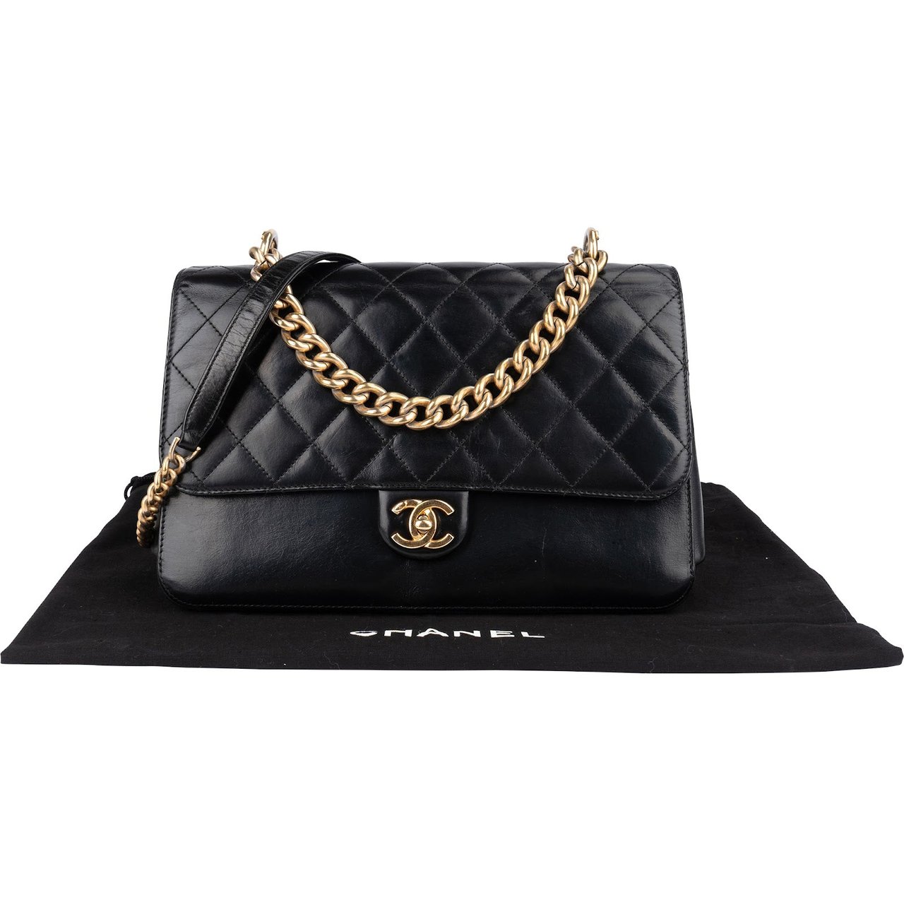 Chanel Chanel Quilted Lambskin Medium Single Flap Metiers Crossbody Bag Zwart