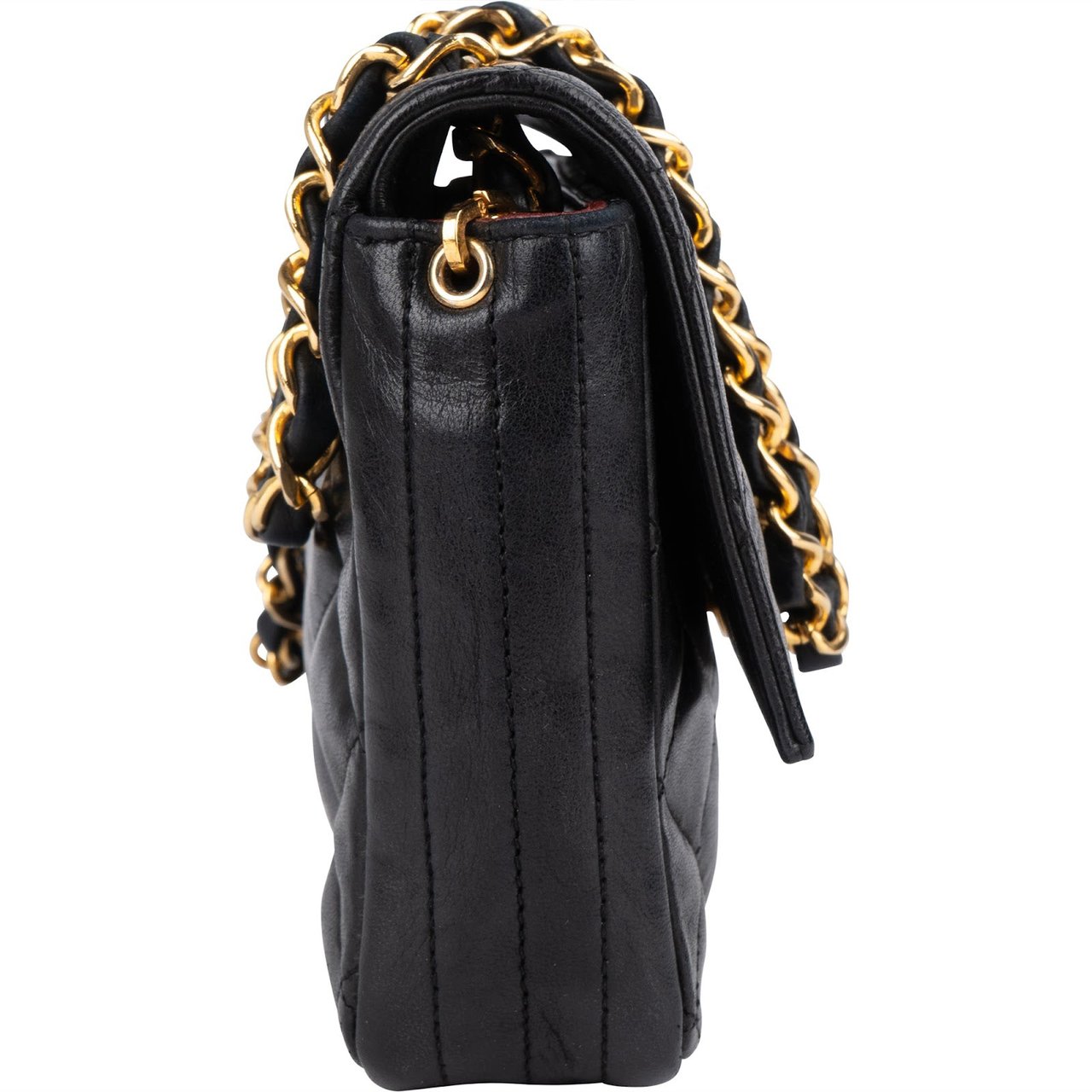 Chanel Chanel Quilted Lambskin 24K Gold Single Flap Crossbody Bag Zwart