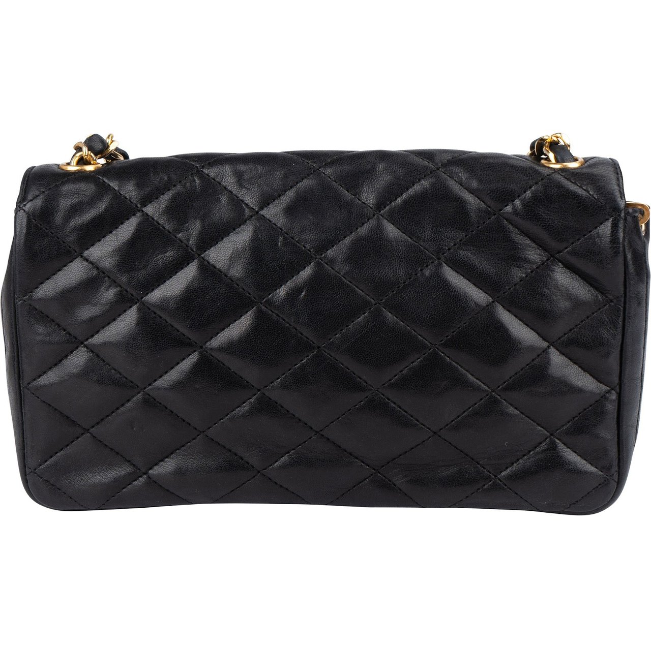 Chanel Chanel Quilted Lambskin 24K Gold Single Flap Crossbody Bag Zwart