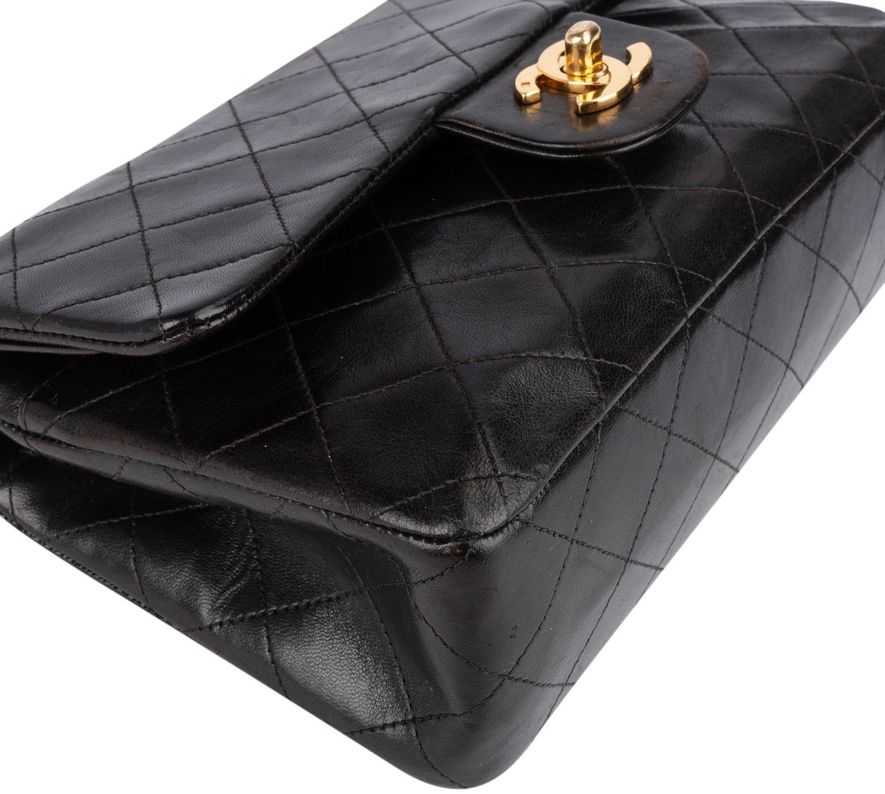 Chanel Chanel Quilted Lambskin 24K Gold Small Double Flap Crossbody Bag Bruin