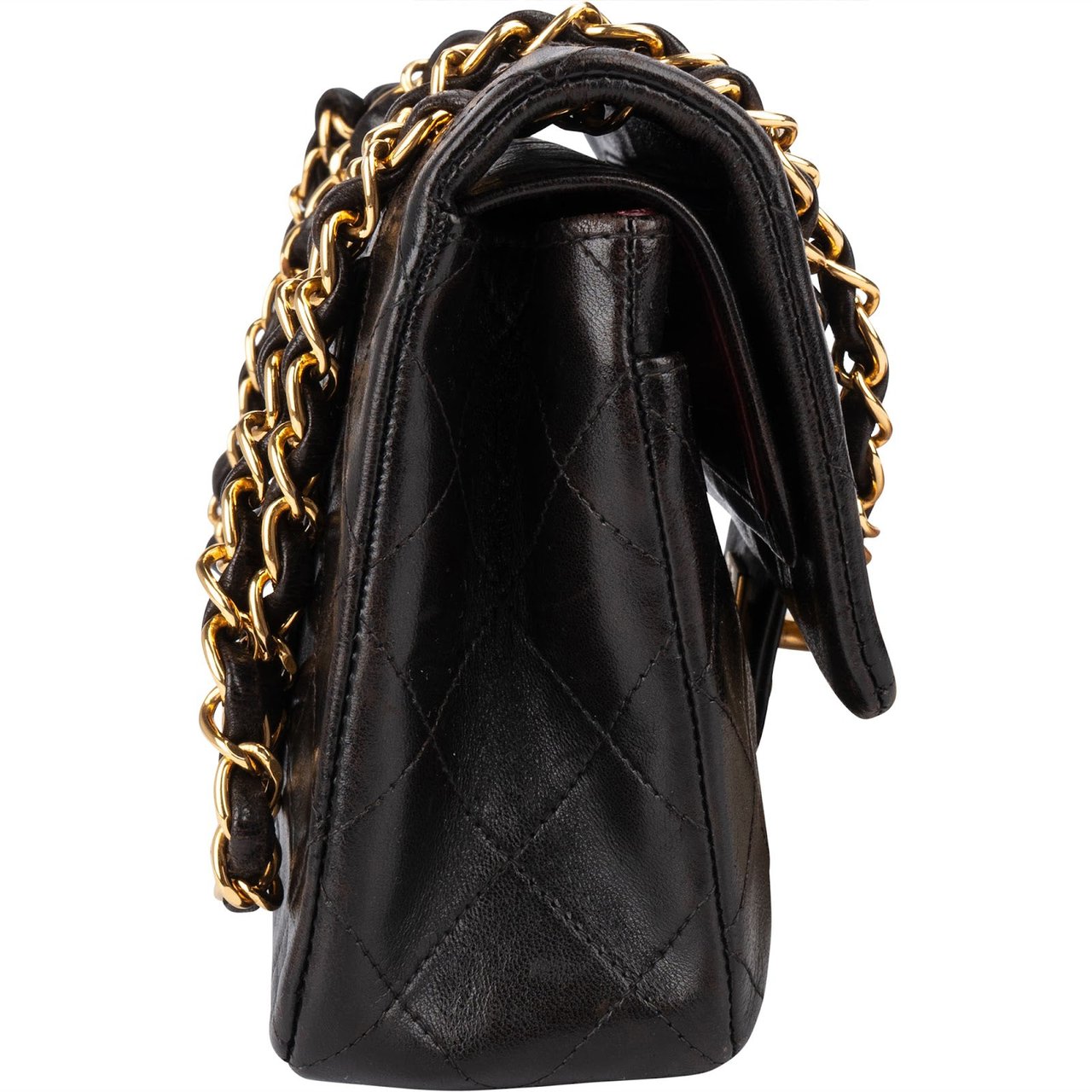 Chanel Chanel Quilted Lambskin 24K Gold Small Double Flap Crossbody Bag Bruin