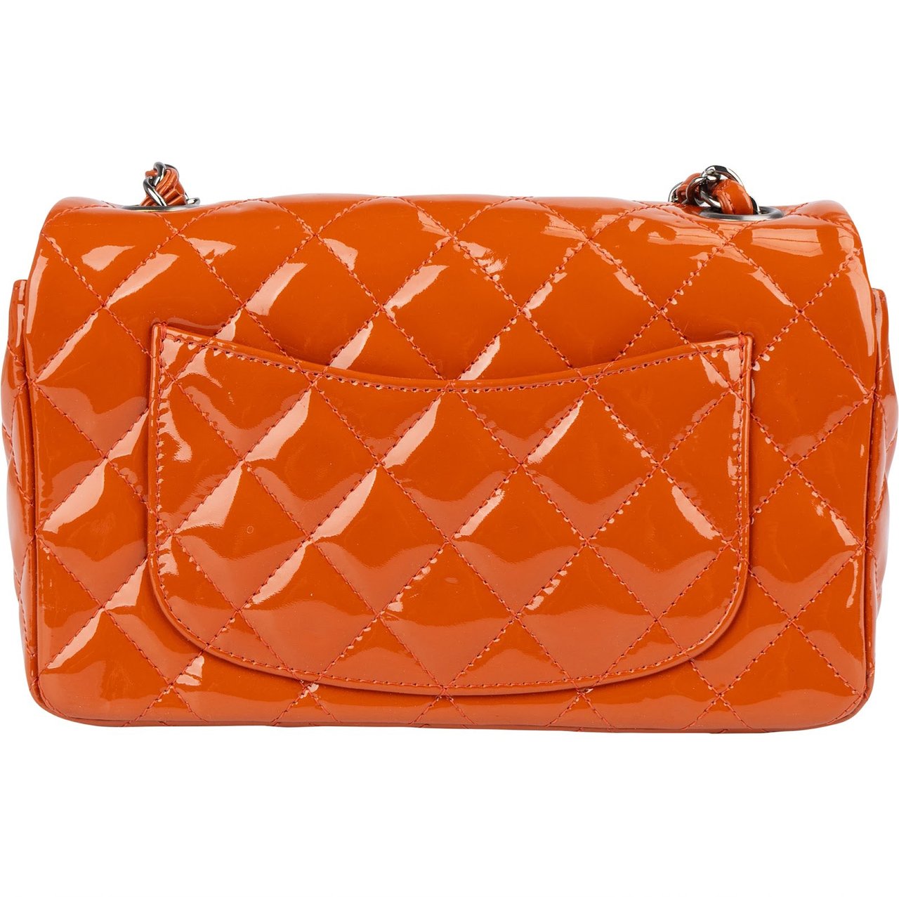 Chanel Chanel Quilted Patent Leather Single Flap Crossbody Bag Oranje