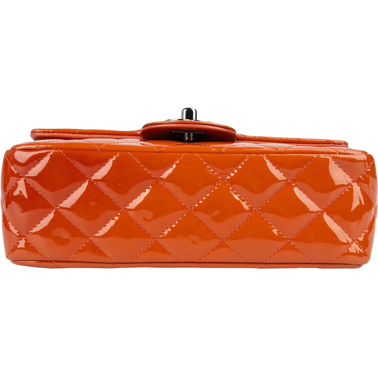 Chanel Chanel Quilted Patent Leather Single Flap Crossbody Bag Oranje