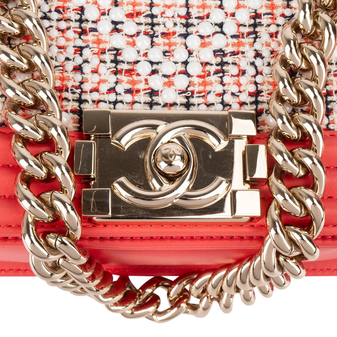 Chanel Chanel Tweed Dots Calfskin Small Boy Single Flap Crossbody Bag Divers