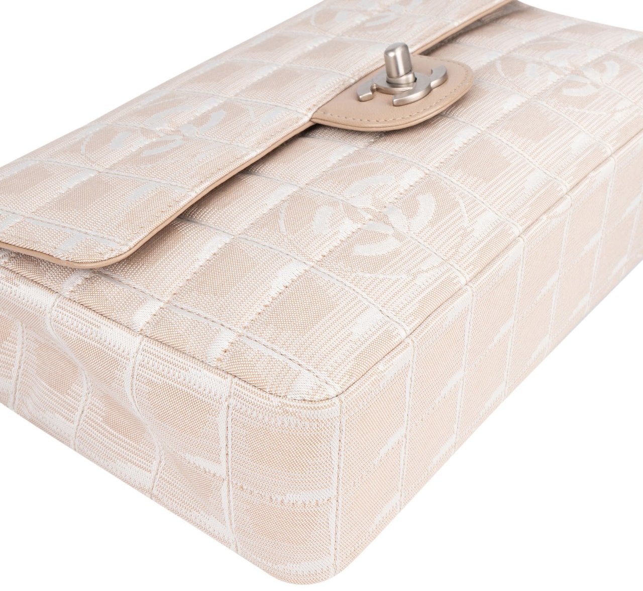 Chanel Chanel Quilted Travel Line Monogram Single Flap Crossbody Bag Beige