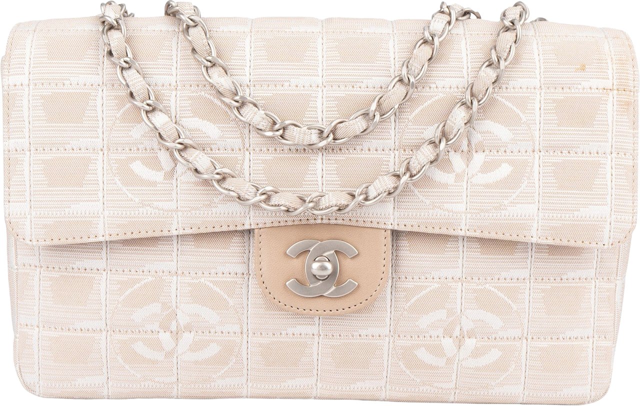 Chanel Chanel Quilted Travel Line Monogram Single Flap Crossbody Bag Beige