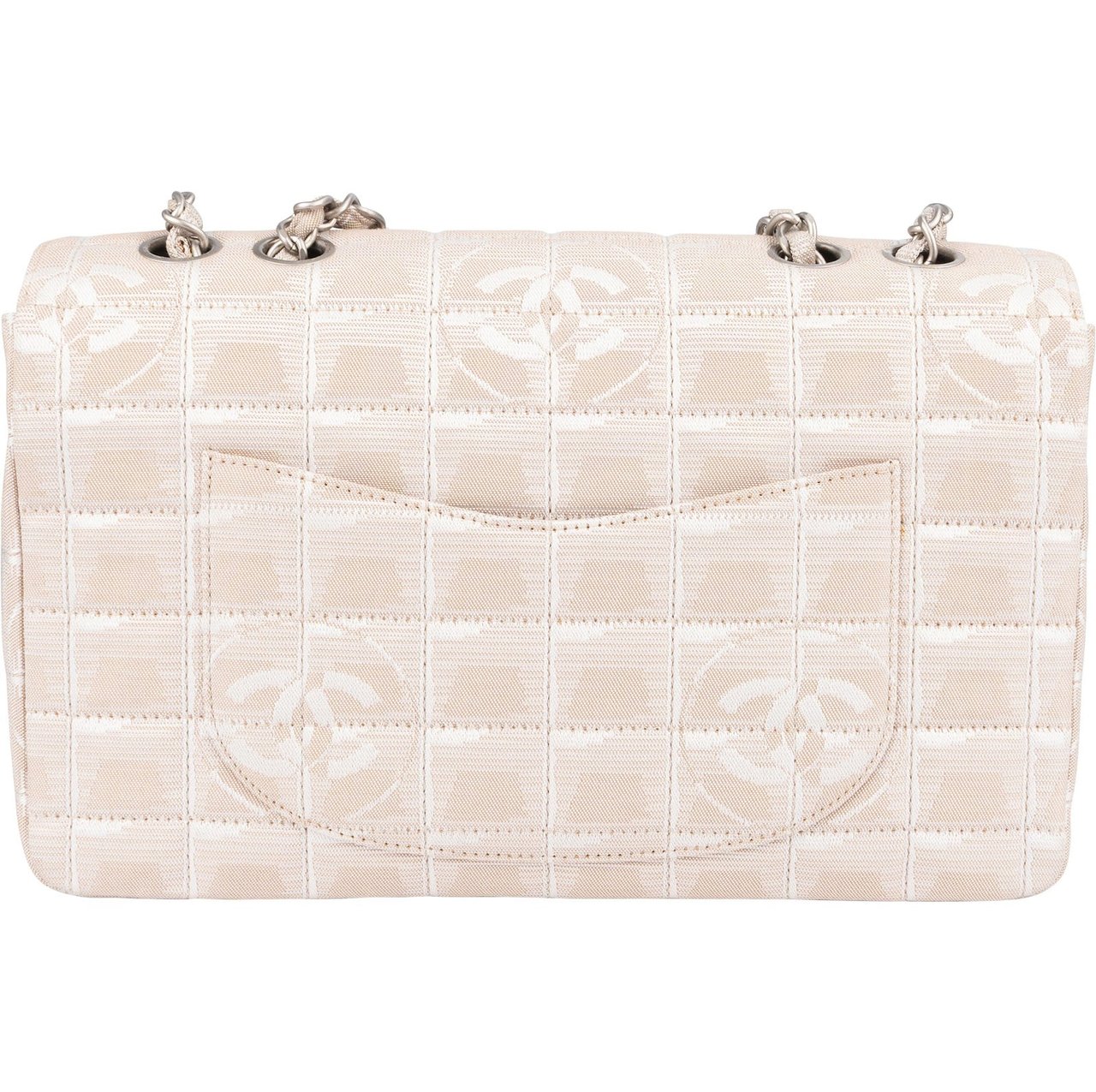 Chanel Chanel Quilted Travel Line Monogram Single Flap Crossbody Bag Beige