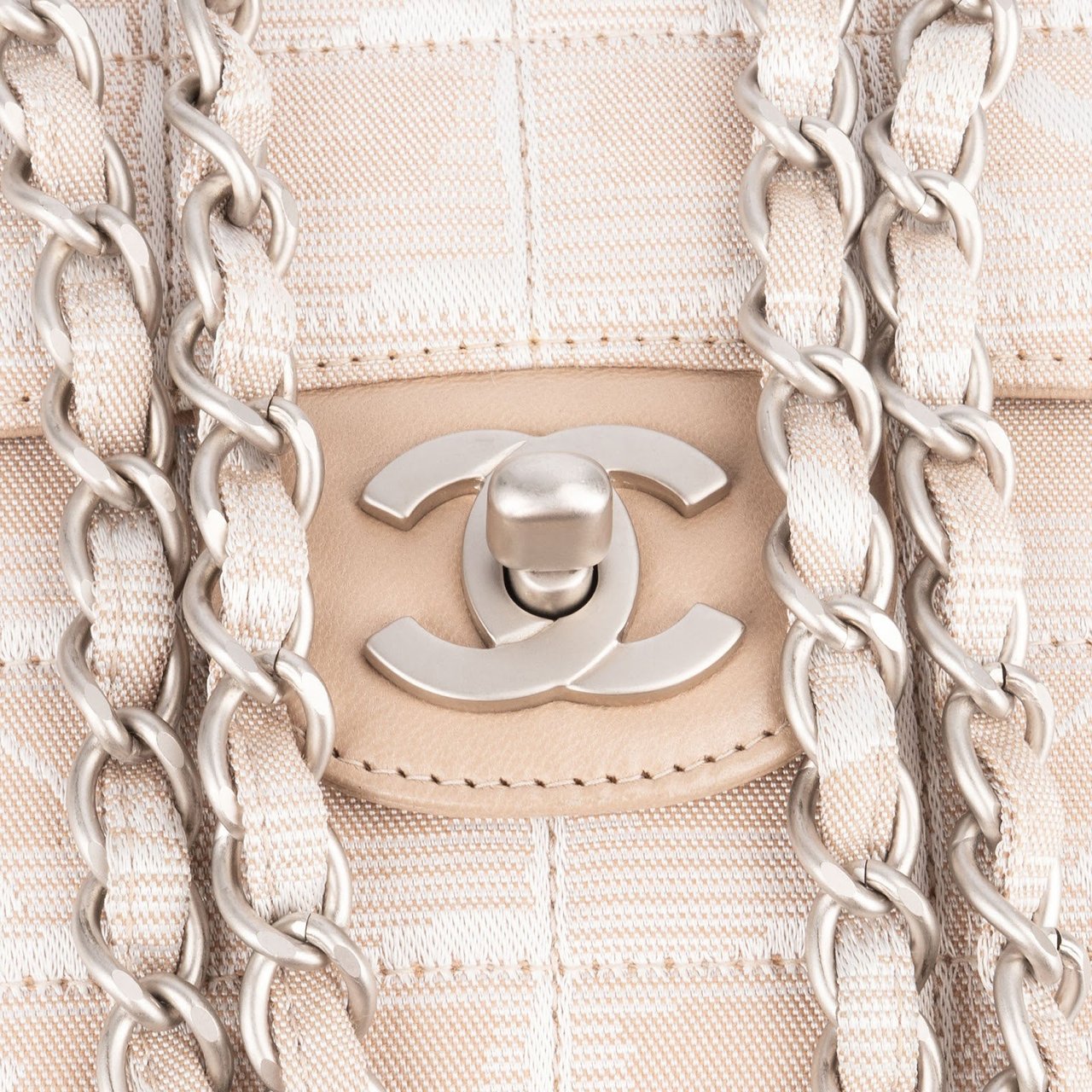 Chanel Chanel Quilted Travel Line Monogram Single Flap Crossbody Bag Beige