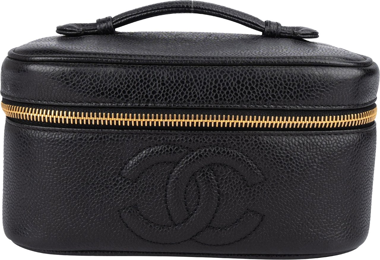 Chanel Chanel Caviar Leather Vanity Case Handbag Zwart