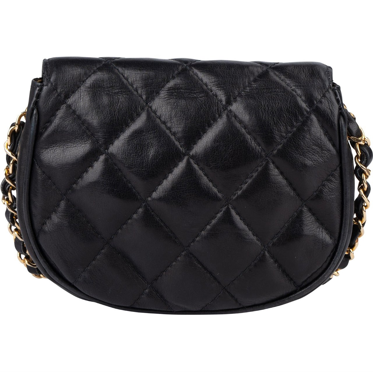 Chanel Chanel Quilted Lambskin Mini Single Flap Flap Crossbody Bag Zwart