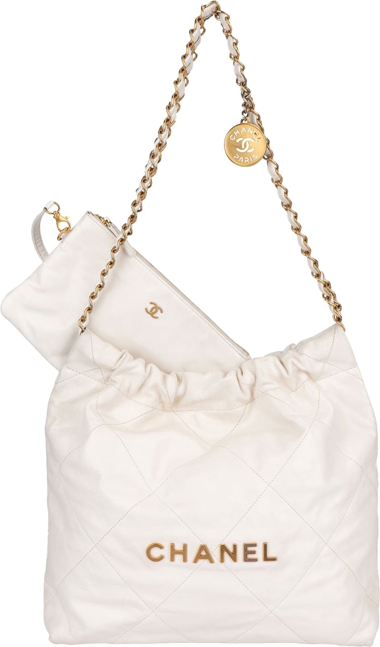 Chanel Chanel 22 White Lambskin Hobo Shoulder Bag Wit