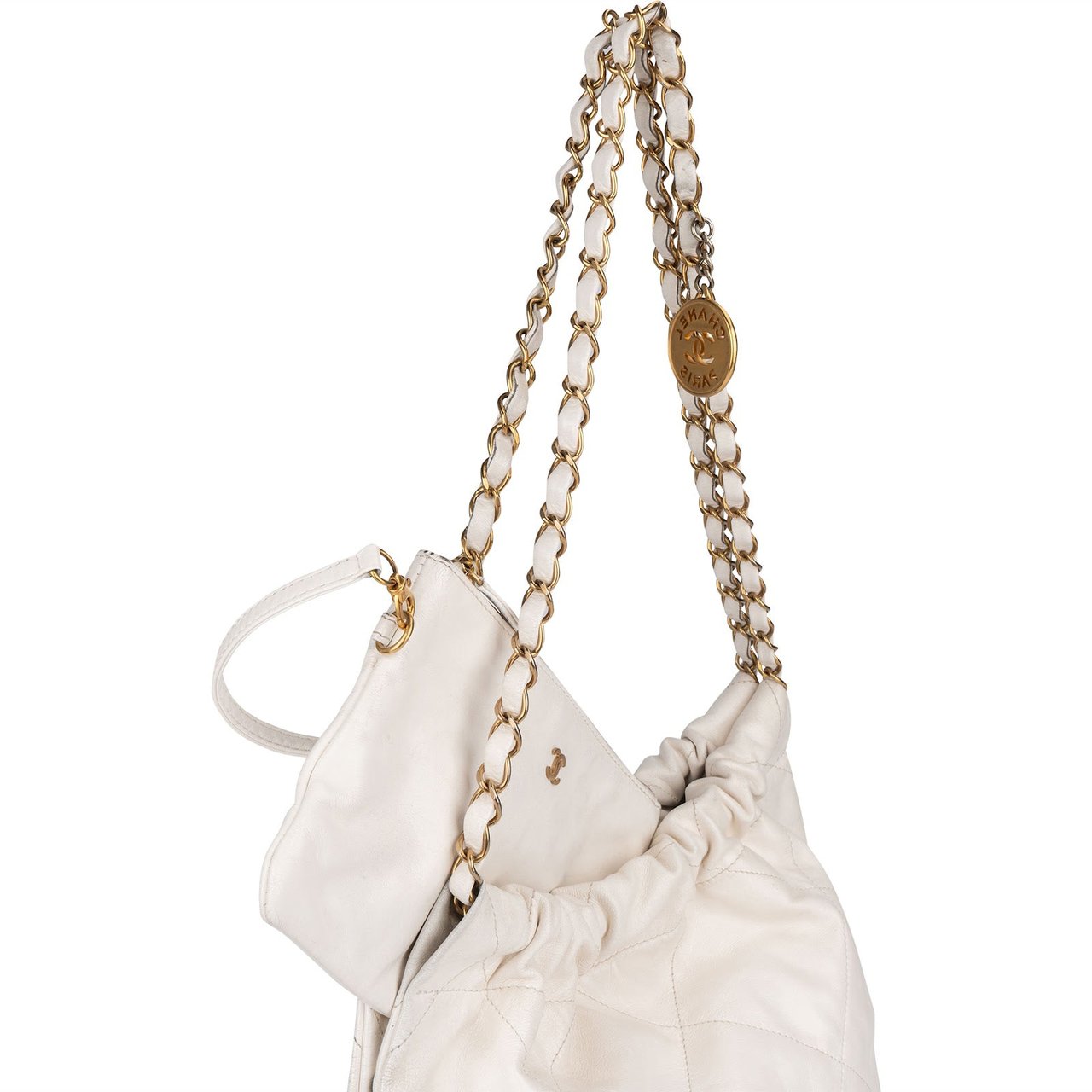 Chanel Chanel 22 White Lambskin Hobo Shoulder Bag Wit