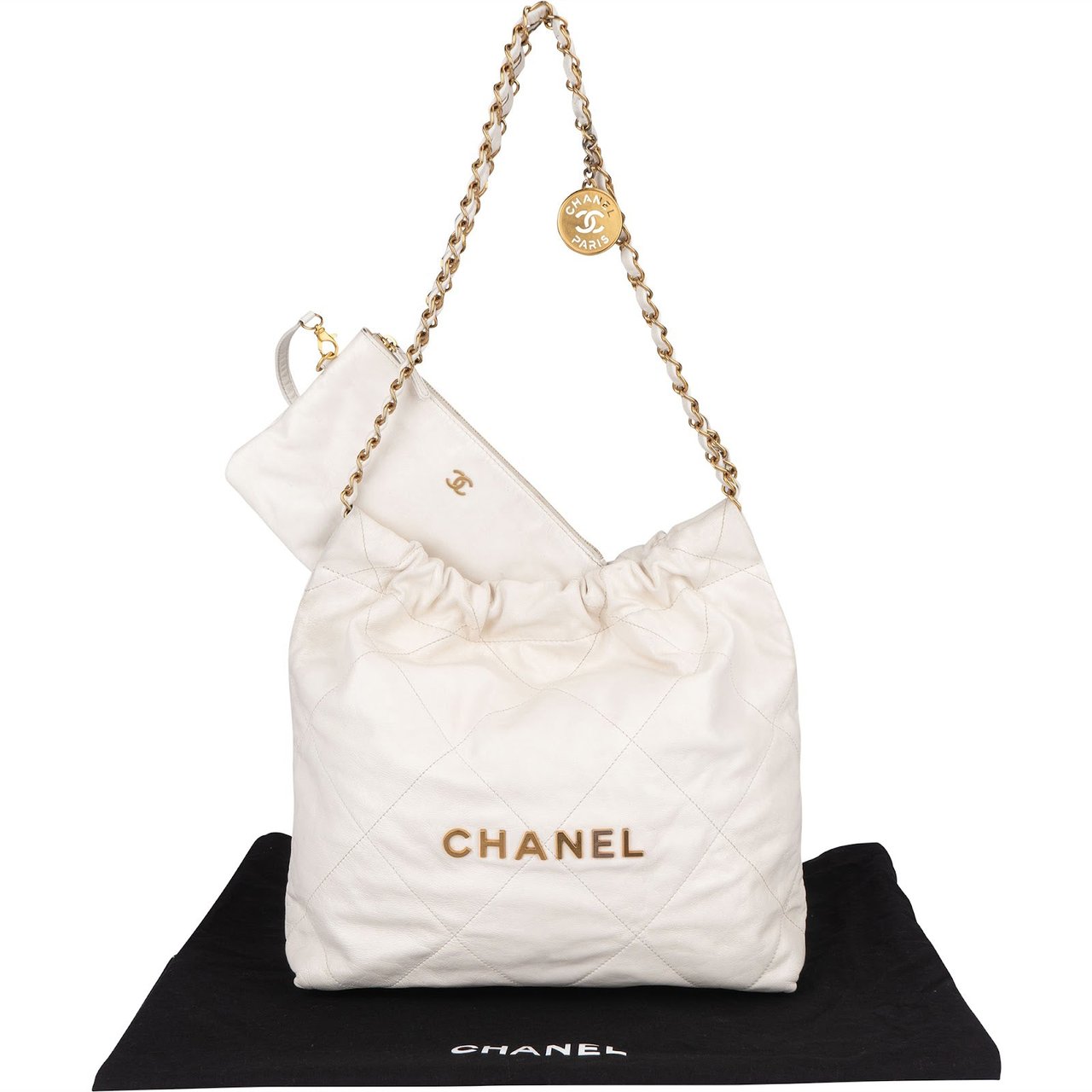 Chanel Chanel 22 White Lambskin Hobo Shoulder Bag Wit