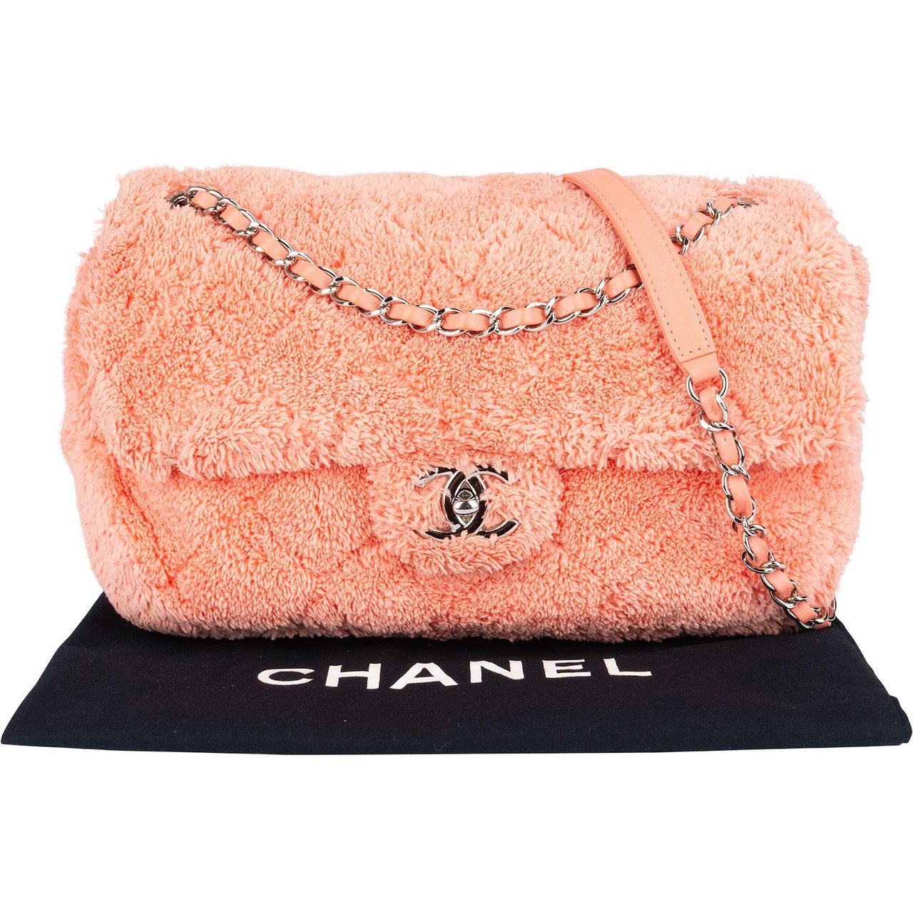 Chanel Chanel Pink Terry Cloth Coco Single Flap Shoulder Bag Divers