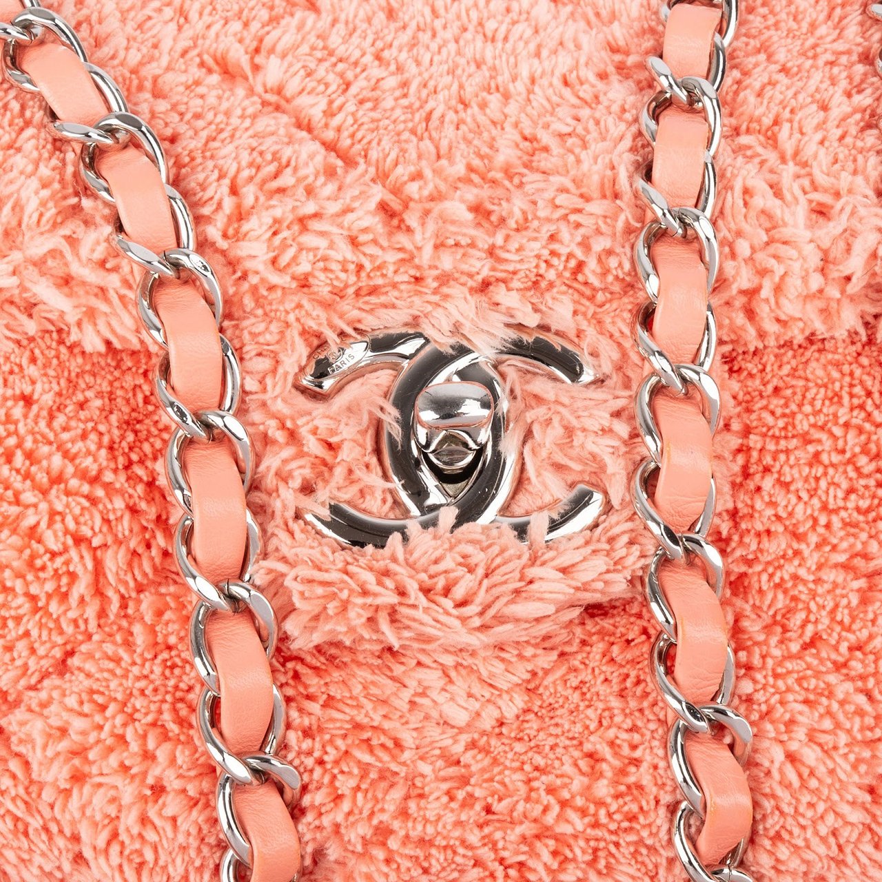 Chanel Chanel Pink Terry Cloth Coco Single Flap Shoulder Bag Divers