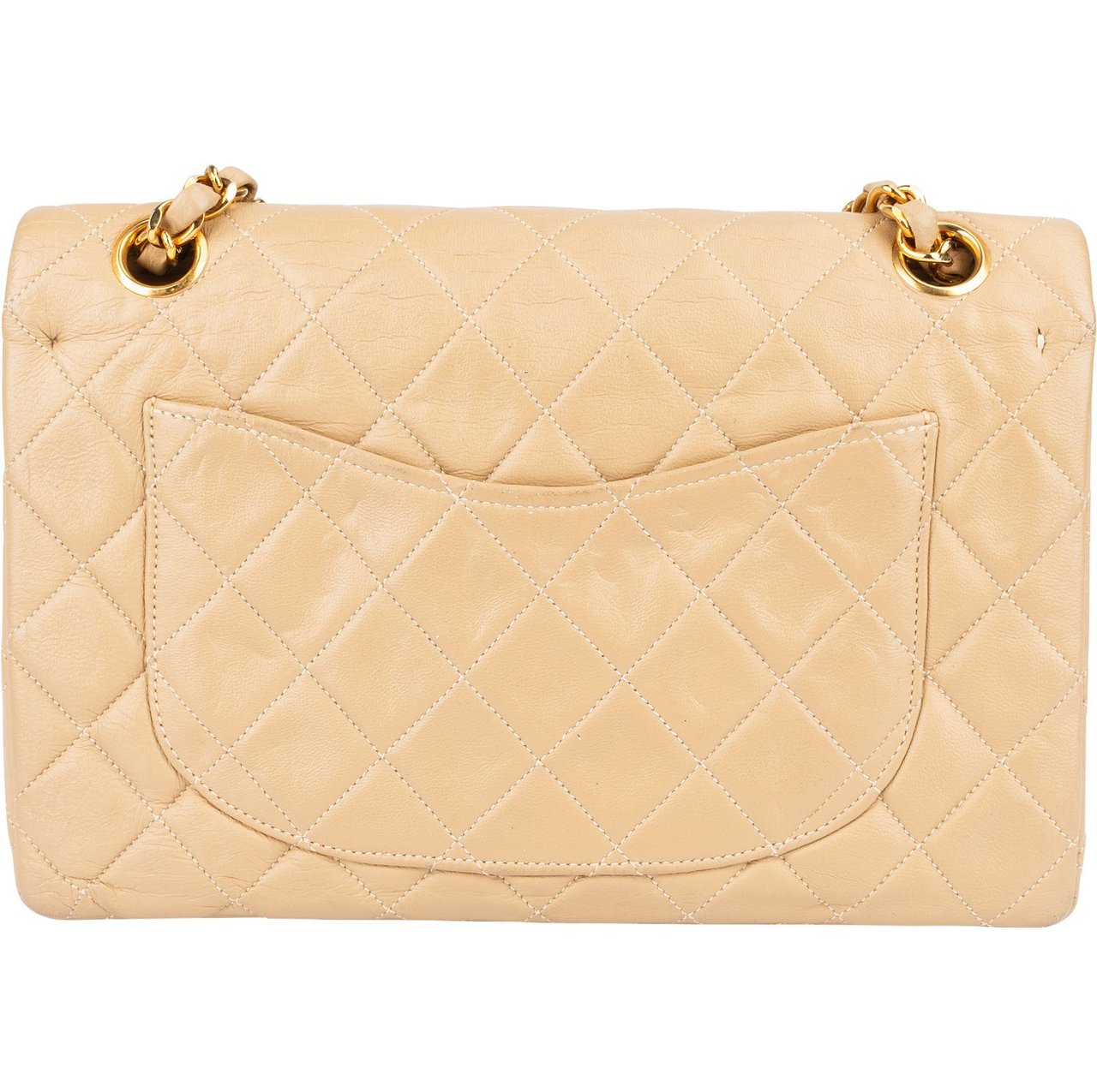 Chanel Chanel Quilted Lambskin 24K Gold Small Double Flap Shoulder Bag Beige