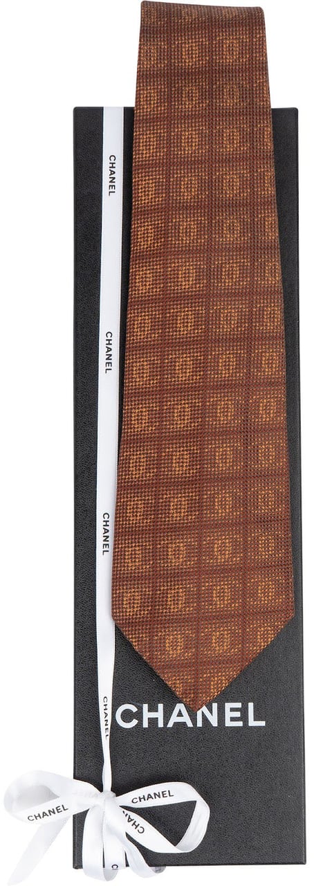 Chanel Chanel Silk CC Emblem Krawatte Tie Bruin