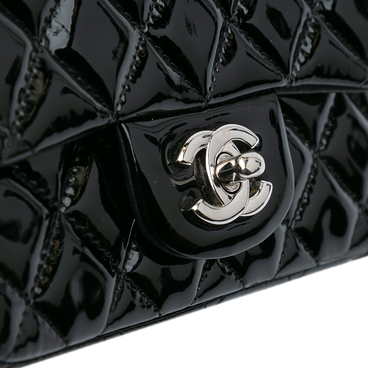 Chanel Mini Square Classic Patent Single Flap Zwart