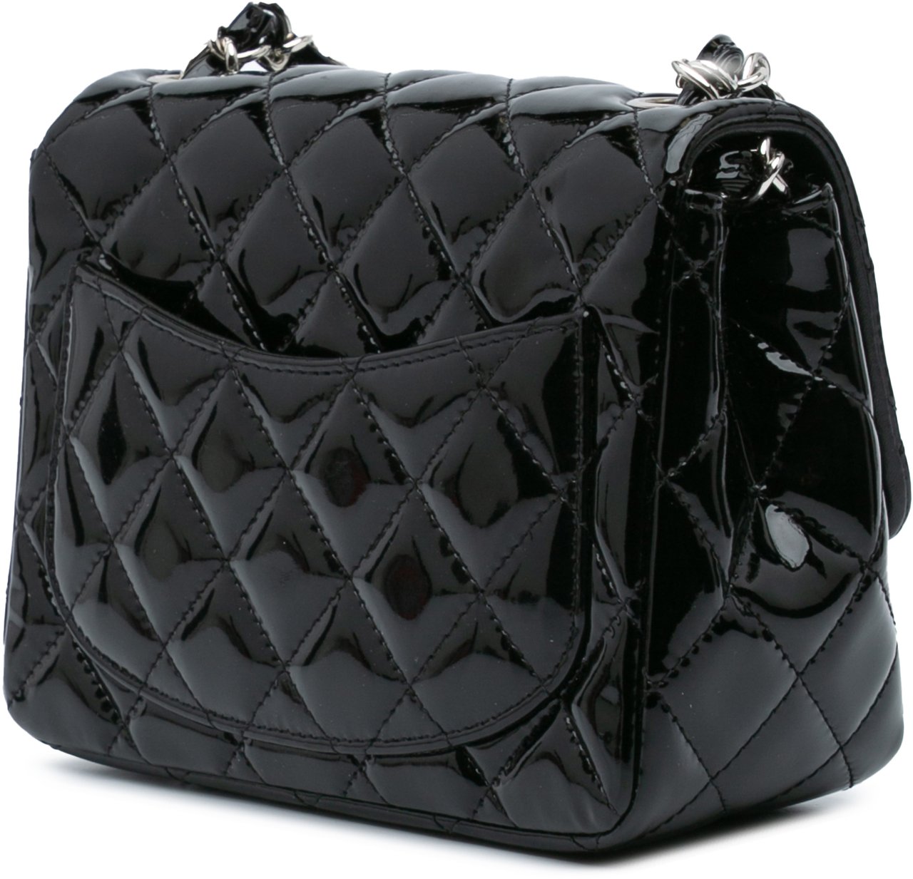 Chanel Mini Square Classic Patent Single Flap Zwart